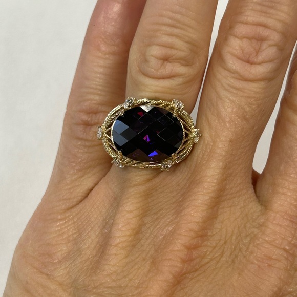 Suzy Levian Yellow Sterling Silver Purple & White CZ Rings NWT - Picture 4 of 6